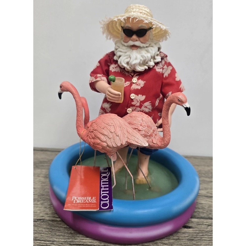 Clothtique Possible Dreams 15212 Tropiclaus Santa Figure NEW 2002 Flamingos‎